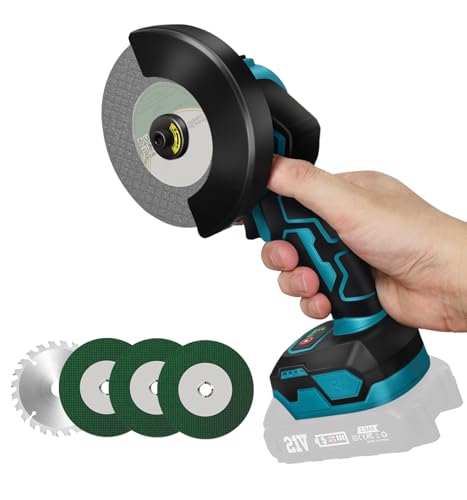 ミニ ディスクグラインダー 充電式 小型軽量 ブラシレスモーター 最大12000rpm 無段変速 正逆回転 100mm（内径16mm） 金属研磨・切断 木材・石材対応 マキタ18V互換 砥石4枚付き【本体のみ】 1