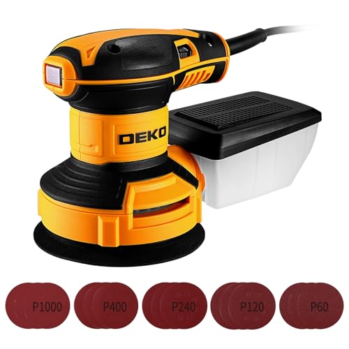 DEKOPRO ランダムサンダー 電動 サンダー 300W 14000RPM 電動サンダー 6段階調速 高集塵システム サンドペーパー 15枚 仕上げサンダー DIY 日曜大工 木工作業 研磨 仕上げ 荒削り 日本語取扱説明書 1