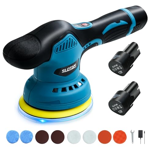 ポリッシャー 充電式 ダブルアクション 大容量バッテリ一2個搭載 車 コードレス 充電式ポリッシャー ブルー 1