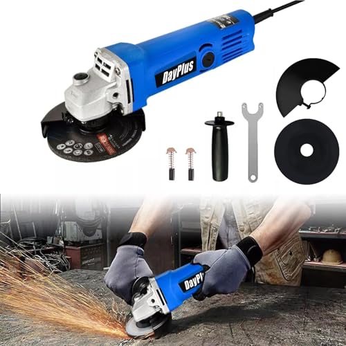 DayPlus ディスクグラインダー コード式 グラインダー 100mm 900W アングル 工具 DIY 研磨工具 オフセット砥石 カーボンブラシ付属 アングル軽量 サイドハンドル 日本語取扱説明書 1