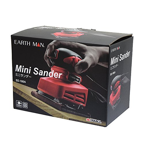 高儀(Takagi) EARTH MAN ミニサンダー 電動サンダー 電動ヤスリ オービタルサンダー サンドペーパー サンダー AC100V 木材の表面仕上げ、面取り作業に 片手サイズ ペーパー3種付属 工具 木材研磨 SD-180Aの特徴・詳細 画像
