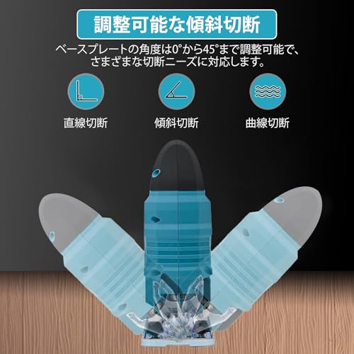 ジグソー 電気ノコギリ ハイパワー ブラシレスモーター 鋸 コウグ 切断 工具 コードレス LEDライト付き マキタの18Vバッテリーと互換性ある 家庭用 DIY用 ノコギリ/ドライバー/定規付きの特徴・詳細 画像