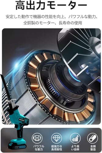 電動ノコギリ レシプロソー 2個バッテリ ノコギリ のこぎり 電動カッター 充電式レシプロソー ブルー WFJ-Aの特徴・詳細 画像