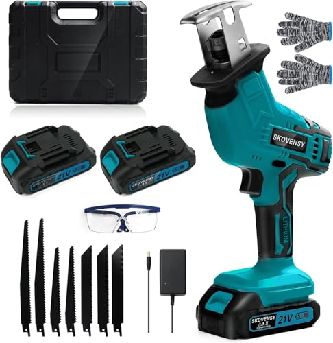 電動ノコギリ レシプロソー 2個バッテリ ノコギリ のこぎり 電動カッター 充電式レシプロソー ブルー WFJ-Aの外観・全体像 画像