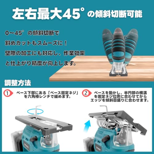 マキタ互換品 充電式 ジグソー 18V 14.4V バッテリー 対応 ブラシレスモーター 木材80mm 軟鋼板5mm 切断 6段階速度調整 LEDライト付き 電動工具 DIY Longsafe (JIG03-BL)の特徴・詳細 画像