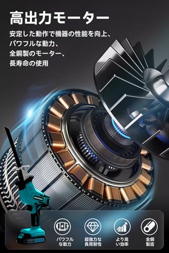 電動ノコギリ レシプロソー 2個バッテリ ノコギリ のこぎり 電動カッター 充電式レシプロソー ブルー WFJの特徴・詳細 画像