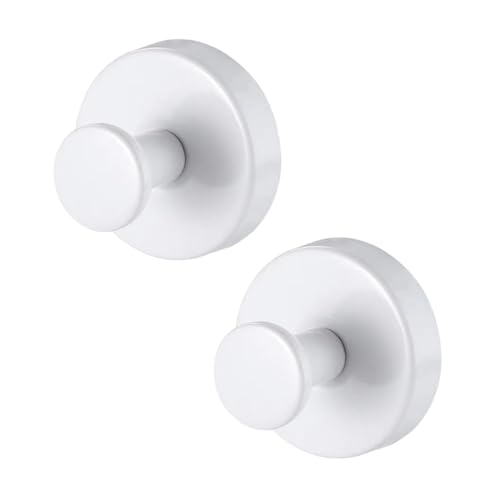 吸盤フック 強力 壁掛けフック 2個入り ステンレス製 吸盤デザイン 浴室用 防水ウォールフック 穴あけ不要 繰り返し使用可 使い便利 壁傷つけない 錆び付かない お風呂 キッチン 玄関 洗面所 収納グッズ (ホワイト*2個) 1