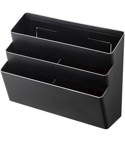 山崎実業(Yamazaki) 冷蔵庫横マグネット収納ポケット ３段 ブラック 約32X13X24.5cm タワー 4497 1