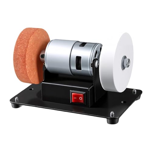 LOL-FUN 【2026新登場・7段階変速】ミニベンチグラインダー 卓上グラインダー 電動グラインダー ポリッシャー 研磨工具 金属 研磨 研削 バリ取り 農具 刃物研ぎ 鉄工 砥石 木工用 DIY 操作簡単 家庭用 1