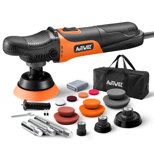 【2026モデル】Autiwoz W03 ポリッシャー 25/50/75mm ミニ カー シングル 電動 AC100V式 ロータリーポリッシャー 小型【M14延長バー付属】軽量1.52kg 研磨機 六段変速 2800-6800RPM 【車・バイクの細部傷処理/ヘッドライト/Aピラーの周りの傷/ドアハンドル/バンパー/ホイール研磨】ウール/スポンジパッド6種付属 収納袋+日本語説明書 1