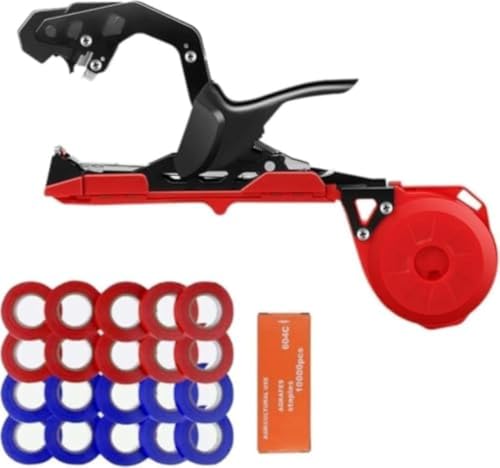 DRWG 園芸用結束機 片手操作 軽量簡単 マックステープナー式 家庭菜園/果樹/植物/野菜対応 トマト/キュウリ固縛用荷締テープツール (赤い) 1