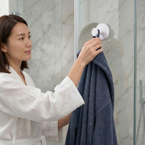 吸盤フック 強力 壁掛けフック 2個入り ステンレス製 吸盤デザイン 浴室用 防水ウォールフック 穴あけ不要 繰り返し使用可 使い便利 壁傷つけない 錆び付かない お風呂 キッチン 玄関 洗面所 収納グッズ (ホワイト*2個)の詳細・まとめ 画像