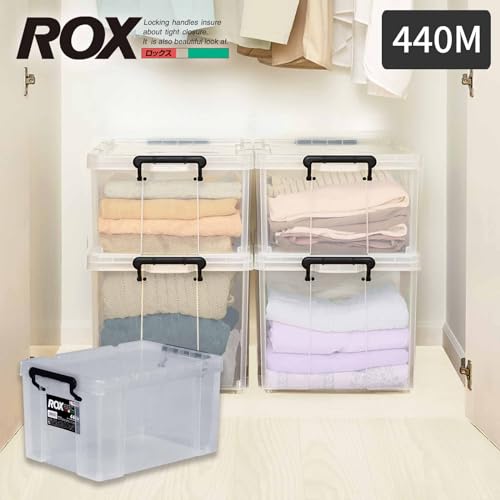 天馬 耐久性に特化した収納ボックス 防災 ロックス 440M クリアケース コンテナボックス 頑丈 衣装ケース プラケース ROX 【幅30×奥行44×高さ24.3cm】の特徴・詳細 画像