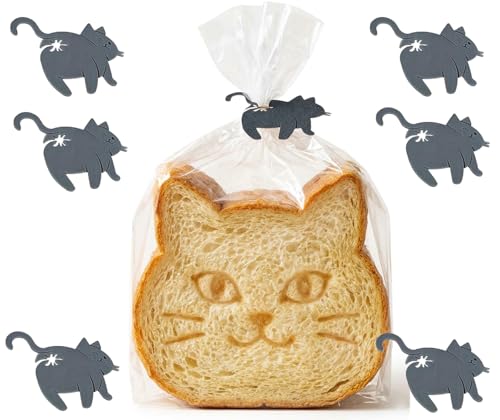 食パン袋 クリップ 6個入 猫のお尻 食品用バッグクリップ パン保存袋 シール留め具 面白い 繰り返し使える 食品保存 キッチン ピクニック 家庭用 業務用 (グレー) 1