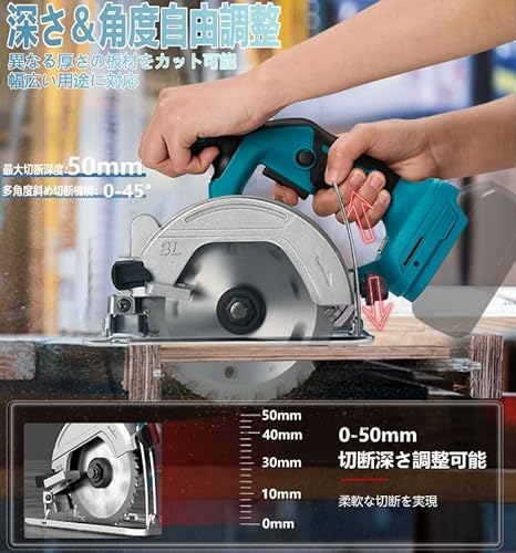 マルノコ 充電式丸のこ コードレス 軽量 高精度刃径140mm 切り込み深さ47mm 対応 マキタ18Vバッテリー対応本体のみDIY用 (バッテリー・充電器別売)F1の特徴・詳細 画像