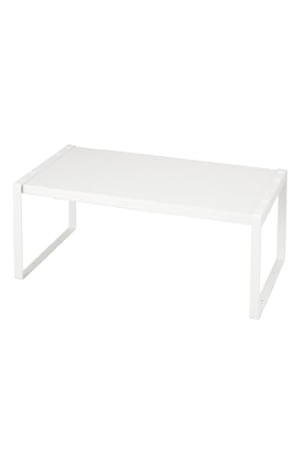 エレコム 伸縮収納ラック 35.5~61cm×奥行22cm×高さ18cm 天板ストッパー付き 2段組み合わせ可能 シンク下 伸縮 キッチン収納 リビング収納 耐荷重約3kg " side サイド " ホワイト KAWSTRCPTAWHの外観・全体像 画像