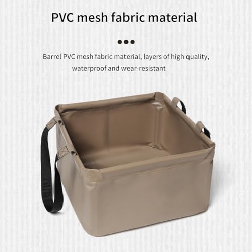 折りたたみバケツ キャンプバケツ PVC 四角 バケツ ポータブルバケツ 水汲み 大容量 たらい 軽量 アウトドアバケツ 釣り用バケツ 洗面器 自立式 防災 多機能 洗車 掃除 ハイキング ガーデニング キャンプ 収納袋 (13L,ブラウン) ブラウン 13Lの特徴・詳細 画像