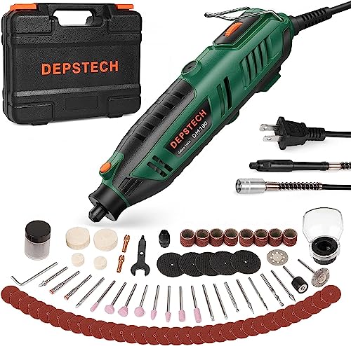 DEPSTECH ミニルーター 40000RPM高速回転 128点アクセサリー 電動リューター 6段変速 ハンドルーター シールドアタッチメント フレキシブルシャフト 木工/彫刻/穴あけ/研磨/切断/切削/つや出し/マニキュア/汚れ落とし 12ケ月保証付 収納ケース付の外観・全体像 画像