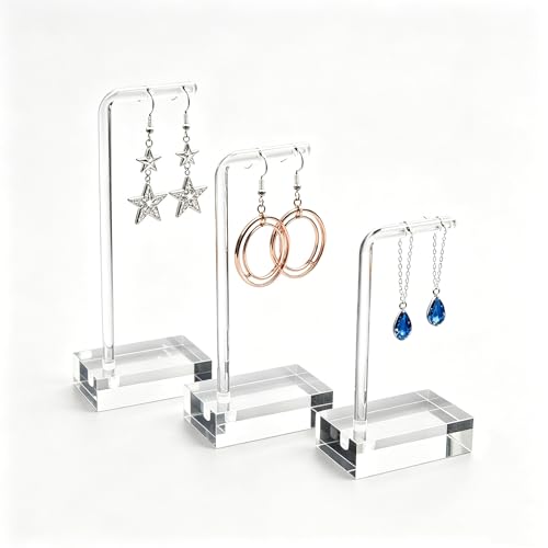 ピアススタンド 3 個セット L 型クリア アクリル製 イヤリングホルダー ピアス イヤリングスタンド アクセサリーディスプレイ収納スタンド 撮影用 自宅 店舗販売用 (3 個セット/L 型) 1