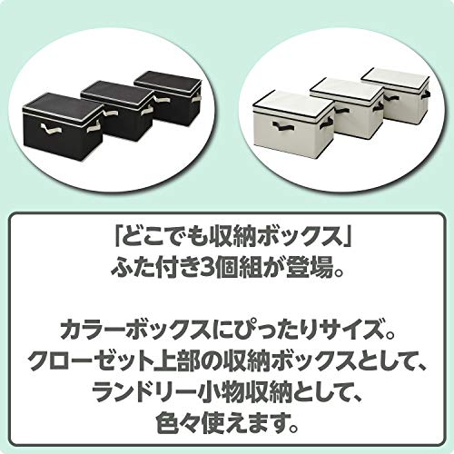 山善(YAMAZEN) どこでも 収納ボックス ふた付き 幅38×奥行25×高さ25cm 取っ手付き カラーボックス対応 完成品 アイボリー 3個組 YNF-3PF(IV)の詳細・まとめ 画像