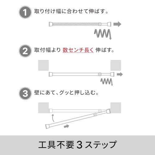 HEIAN SHINDO つっぱり棒 ばね式強力タイプ レギュラーS ホワイト 幅70~110cm 耐荷重15~10kg パイプ直径2.2cm NSW-10 平安伸銅工業の特徴・詳細 画像