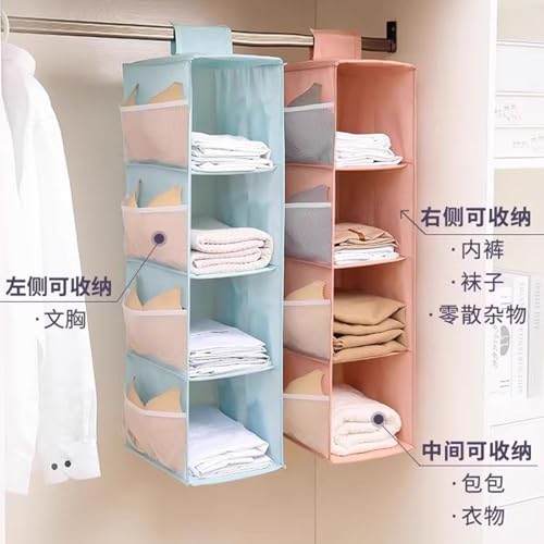 Tsukitoy 吊り下げ収納 クローゼット 【水洗い可 & 沈み込まない】 4段 吊るす収納 折りたたみ サイドポケット 衣類 下着 小物 整理 つりさげ ラックライトグレーの特徴・詳細 画像