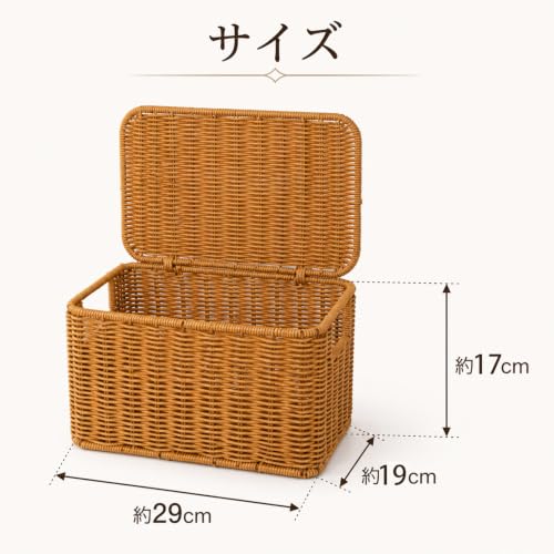 Niesporek 収納バスケット 蓋付き 2個セット 雑貨かご 幅29×奥行19×高さ17cm 収納カゴ ラタンバスケットPP製 籐のかご 洗えるバスケット 野菜ストッカー 籠 耐熱水洗えるの特徴・詳細 画像