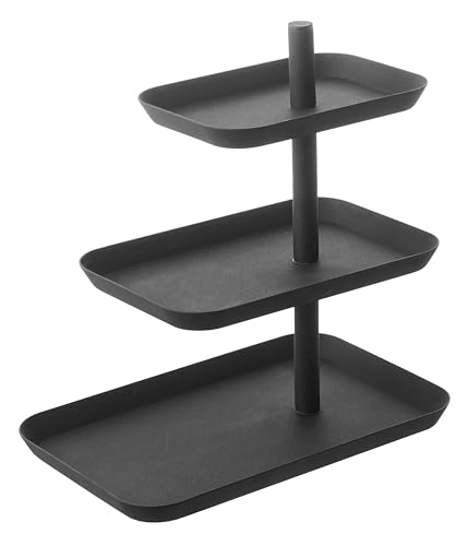 山崎実業(Yamazaki) アクセサリー ３段 トレー タワー ブラック 約W24.7XD15.7XH25.7cm タワー 小物入れ アクセサリー収納 4725 1