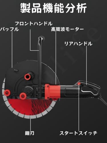 Luulife コンクリートカッター グルーブカッタ 電気壁の溝の抜き機 電気レンガの壁のチェイサー 高出力90°死角なし壁切断機 水冷式湿式 長時間持続する放熱性 石 レンガ 大理石 コンクリートなどに適しています (420 鋸刃 - 16cm エッジトリミングマシン用)の特徴・詳細 画像