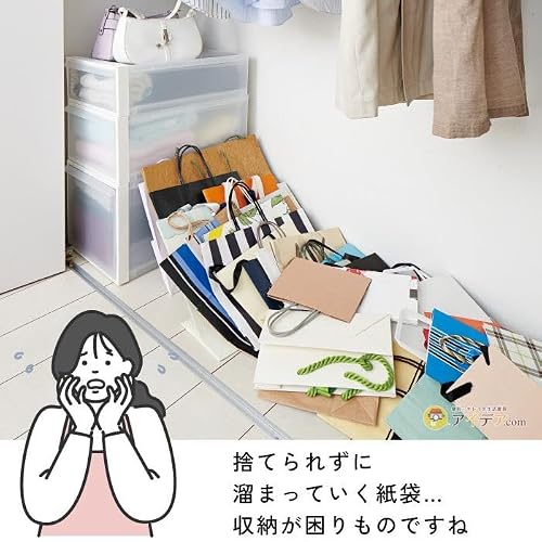 紙袋 収納 紙袋ストッカー ショッパー 活性炭 スリム 隙間収納 フタ付き 整理整頓 紙袋収納ボックス コジットの詳細・まとめ 画像