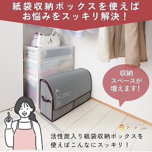 紙袋 収納 紙袋ストッカー ショッパー 活性炭 スリム 隙間収納 フタ付き 整理整頓 紙袋収納ボックス コジットの特徴・詳細 画像