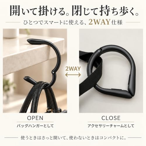 Orla Oca 【2026 リリース】フック バッグハンガー リュック フック 耐荷重20kg 軽量約56g 滑り止め付き 家具傷つけ防止 亜鉛合金製 (マットガンメタ)の特徴・詳細 画像