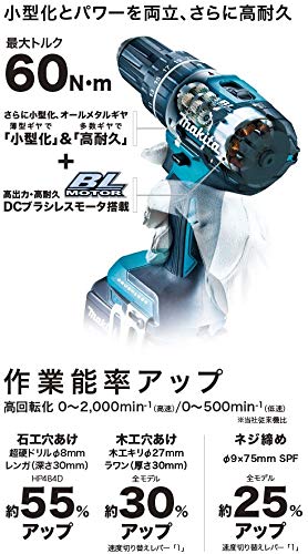 マキタ(Makita) HP484DZ 充電式震動ドリル 青 本体のみ 18Vの特徴・詳細 画像