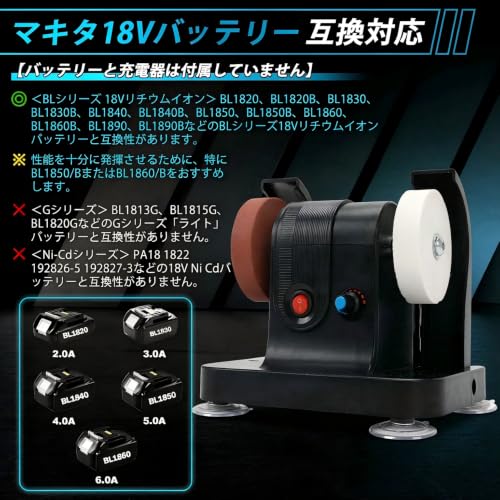 LEZZYRUCK 卓上グラインダー ミニベンチグラインダー 両頭グラインダ 充電式 マキタ18vバッテリ対応 ブラシ付きモータの詳細・まとめ 画像
