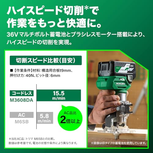 HiKOKI(ハイコーキ) 36V トリマ M3608DA バッテリー・充電器・ケース別売り 軸径6mm 8mm 取り付け可能 M3608DA(NN)の特徴・詳細 画像